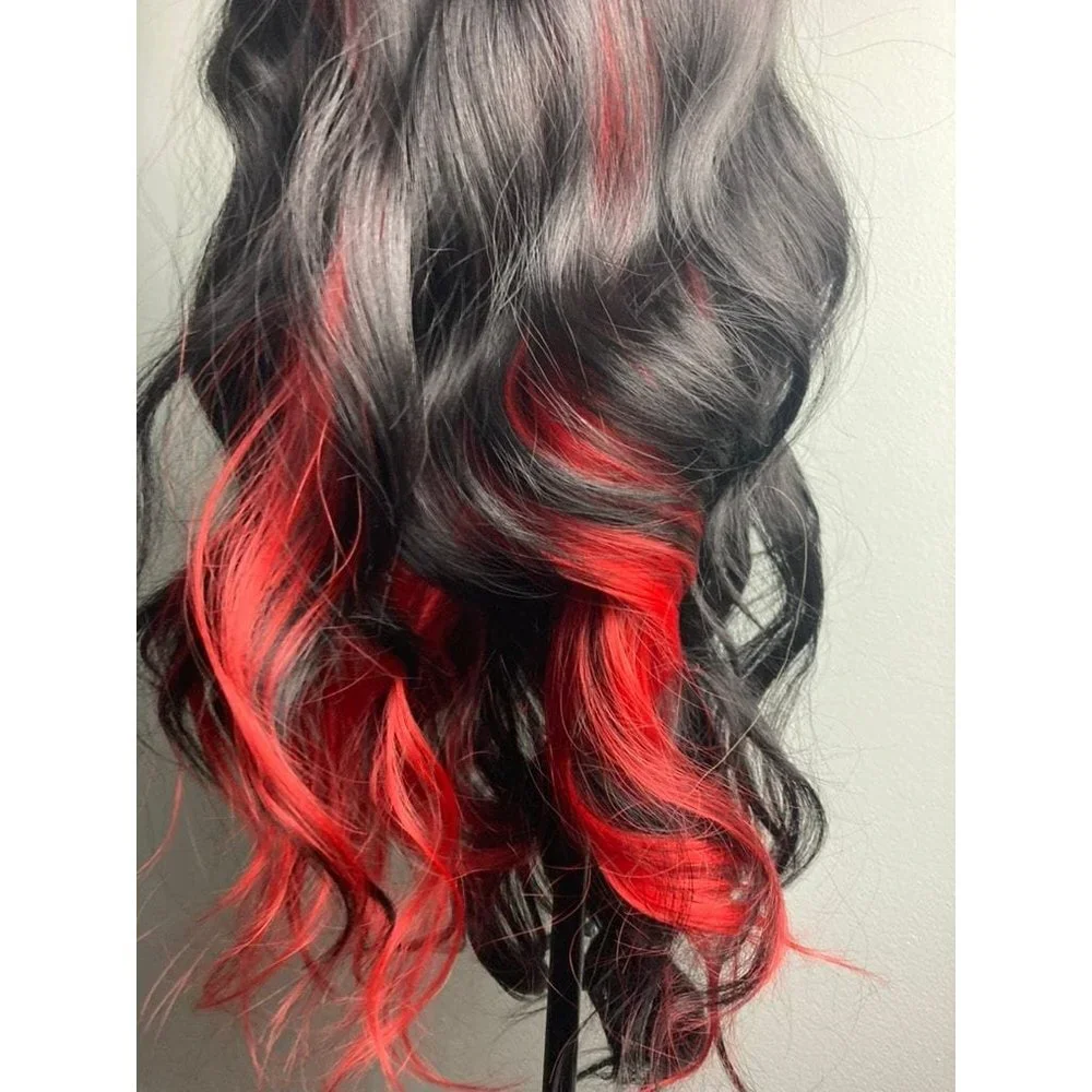 Black With Red Wig,Highlight Wig